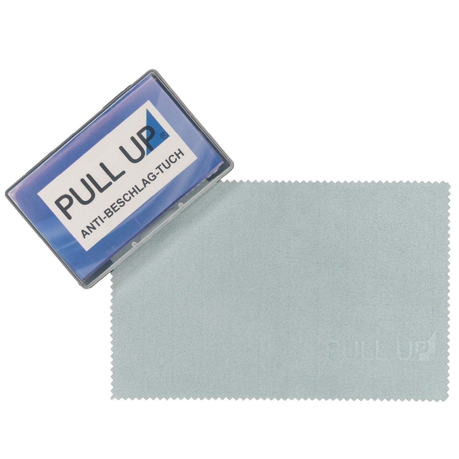 Pull Up Anti Beschlag-Tuch für Brillen verpackt und offen